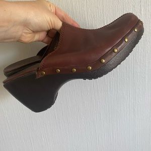 Brown Leather Clogs Cherokee Y2K Chunky Studded Slip-On Mules 7.5